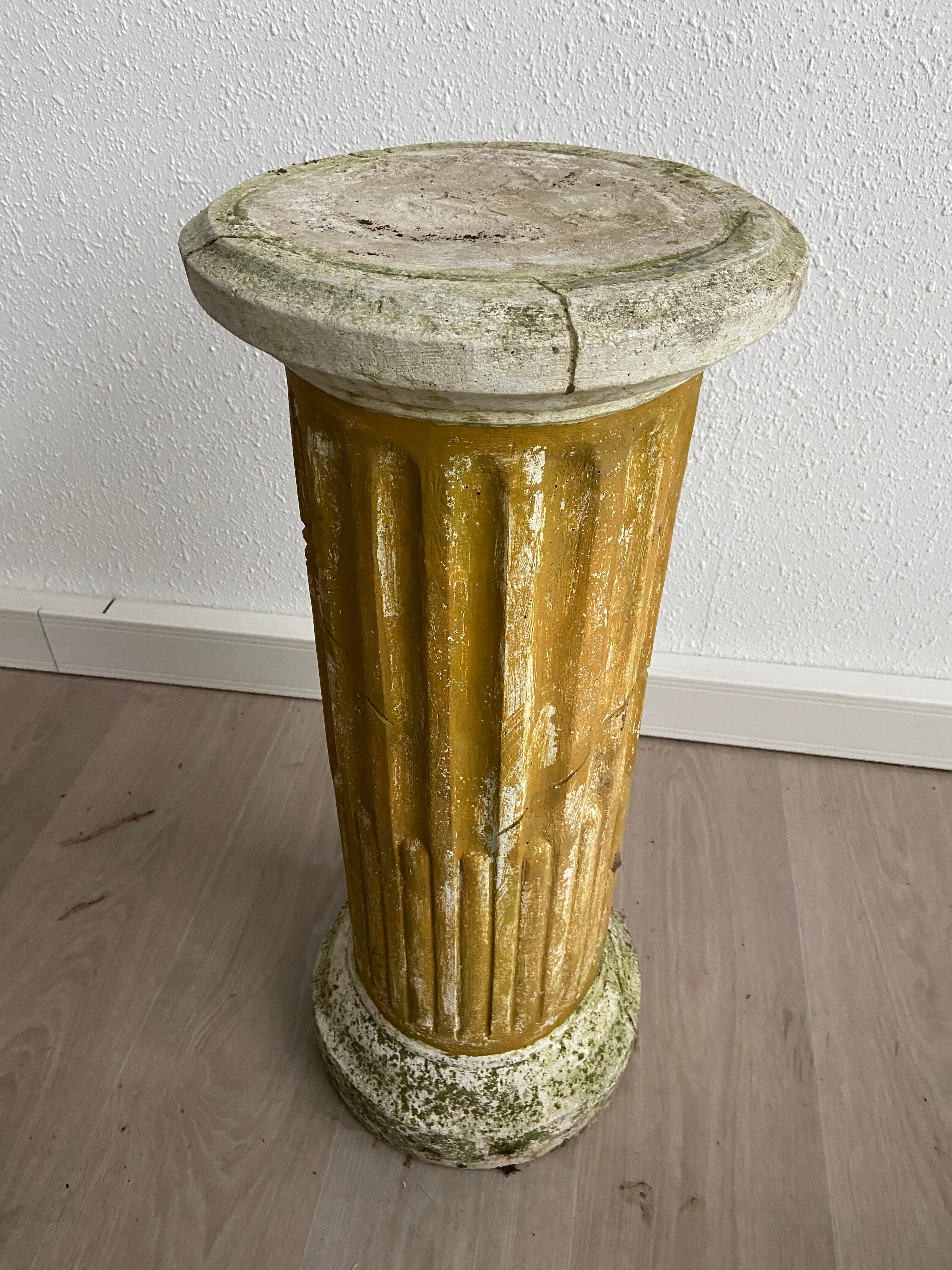 Antique Classical style column Reconstituted stone pillar Greek Roman style pedestal 1980s