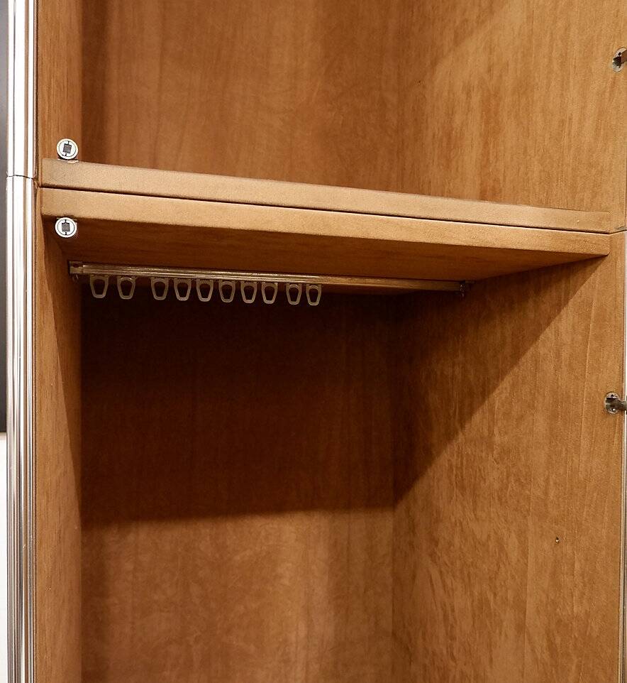 Pair of Guido Faleschini brown suede and metal wardrobes - 1960s
