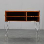 1960s Danish teak shelf cabinet with chrome plated legs