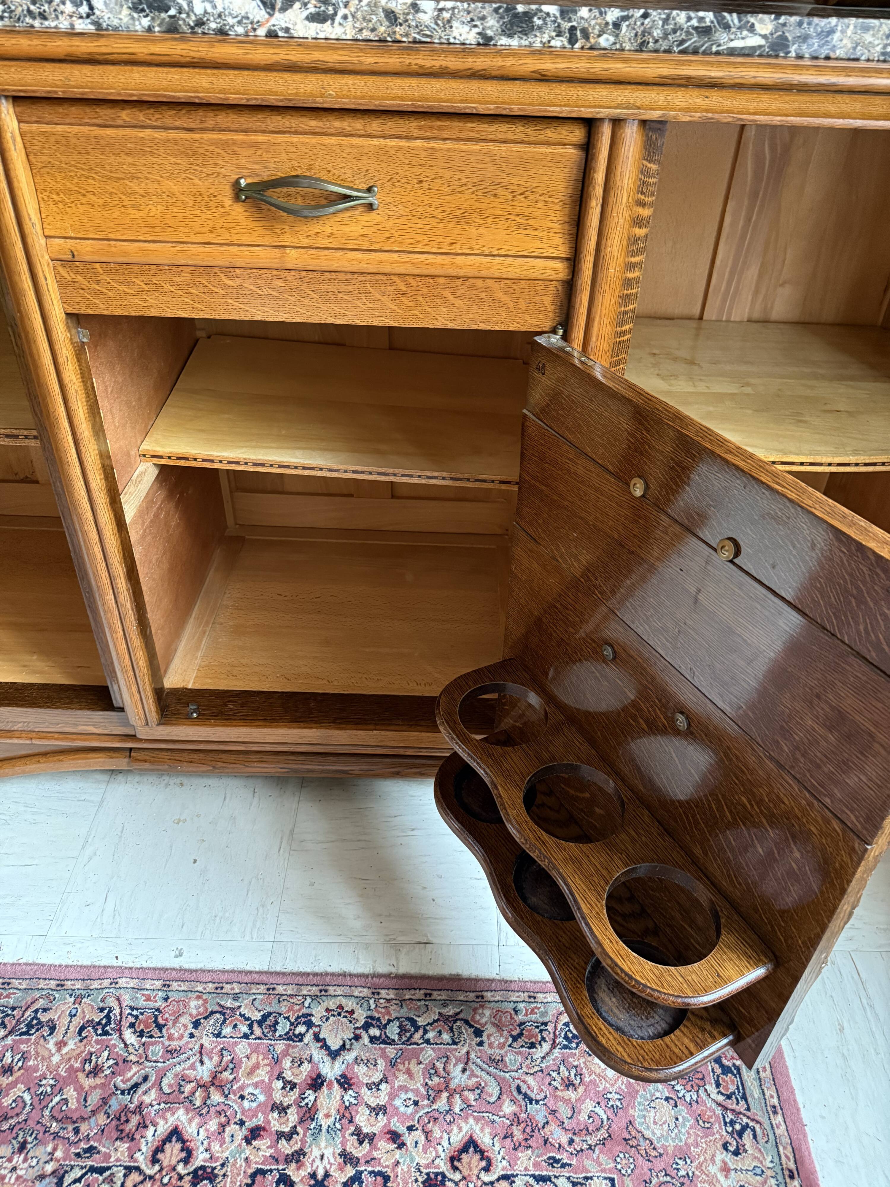 Buffet sideboard solid wood marble stone