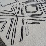 Woven cotton carpet embroidered patterns ethnic Berber style 249 x 156