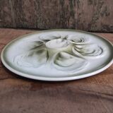 Vintage french oyster plate in white and green majolica