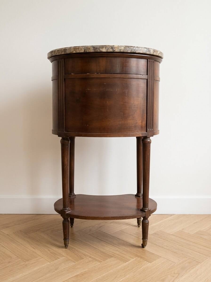 Louis XV bedside table in wood and marble