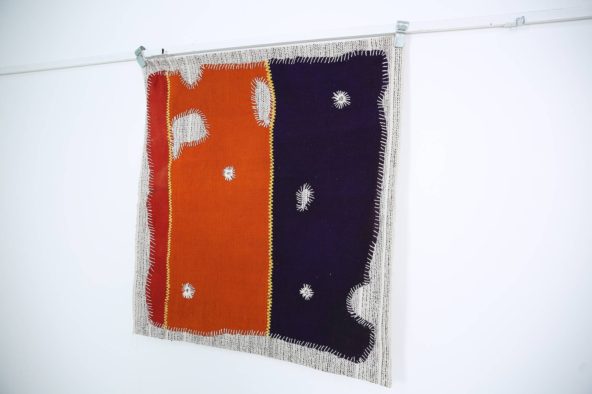 Deep Purple Minimalist Wall Hanging, 3x4 Textile Tapestry, 106x115 Cm