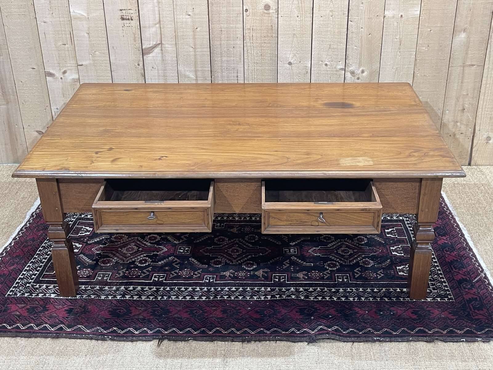 Teak coffee table with 2 drawers from the 1950s.