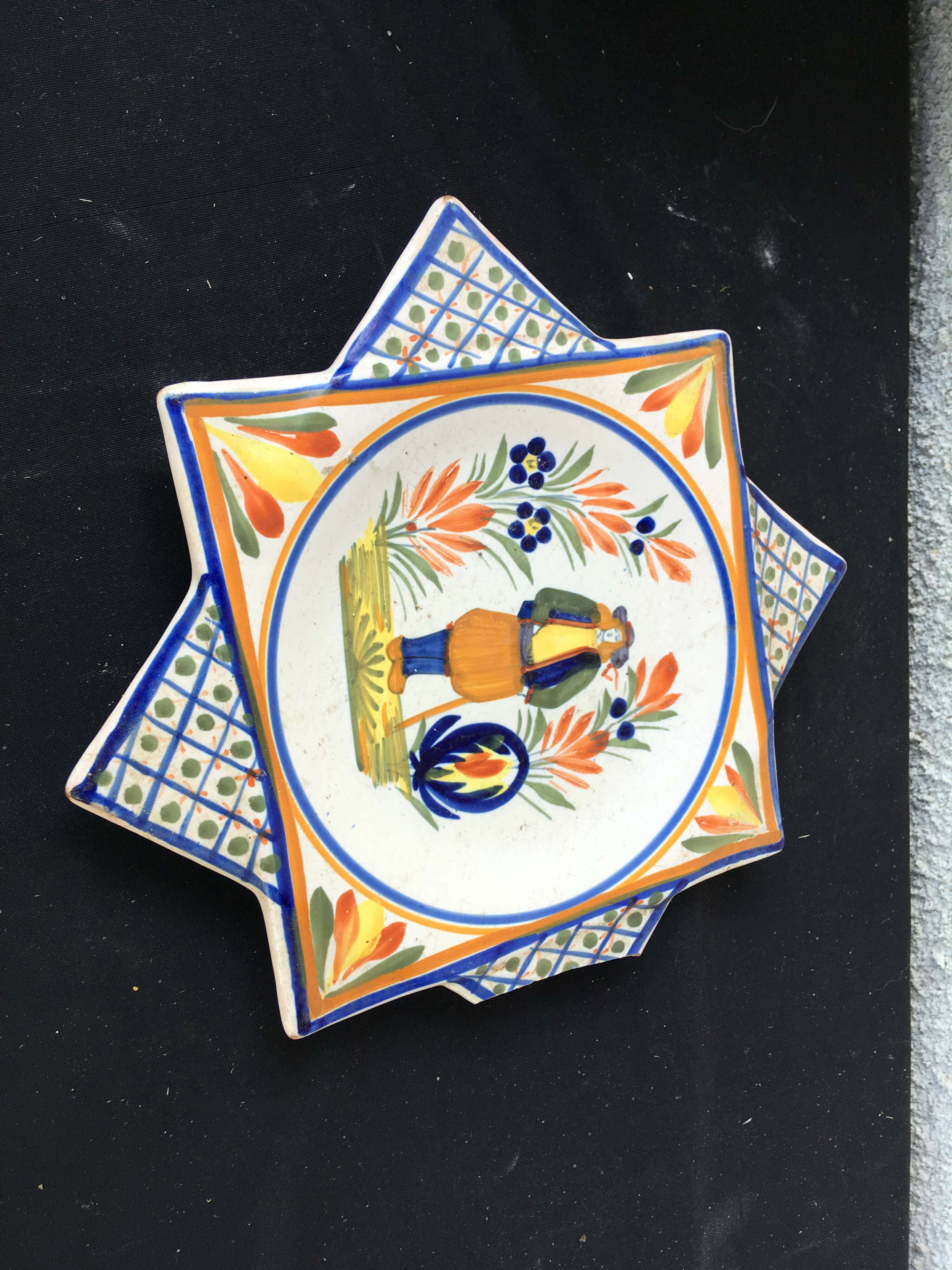 Henriot Quimper decorative dish, original shape