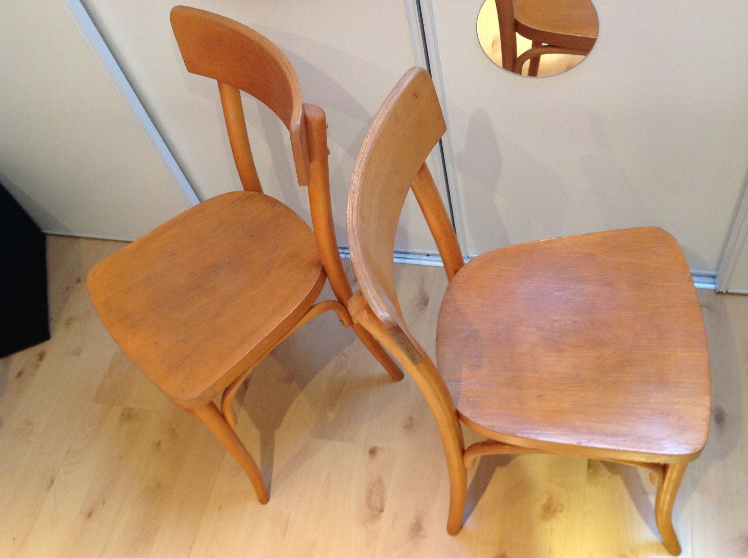 Pair of Thonet bistro chairs, 30-40s