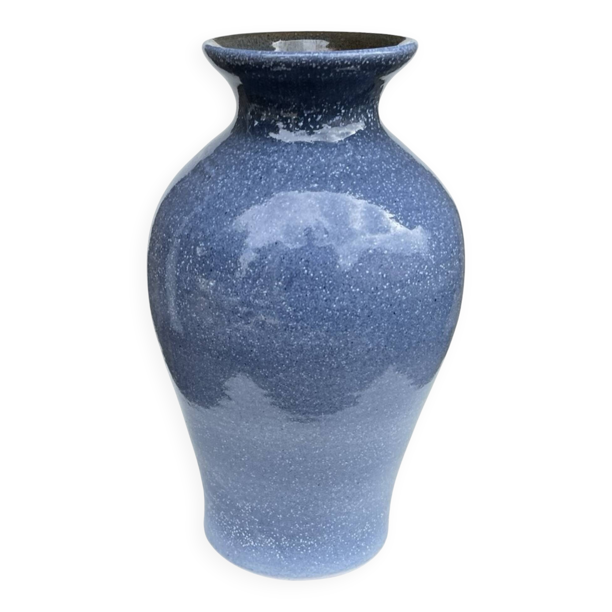 Vase vintage en céramique bleue – émail réactif, Allemagne, années 1960/1970.