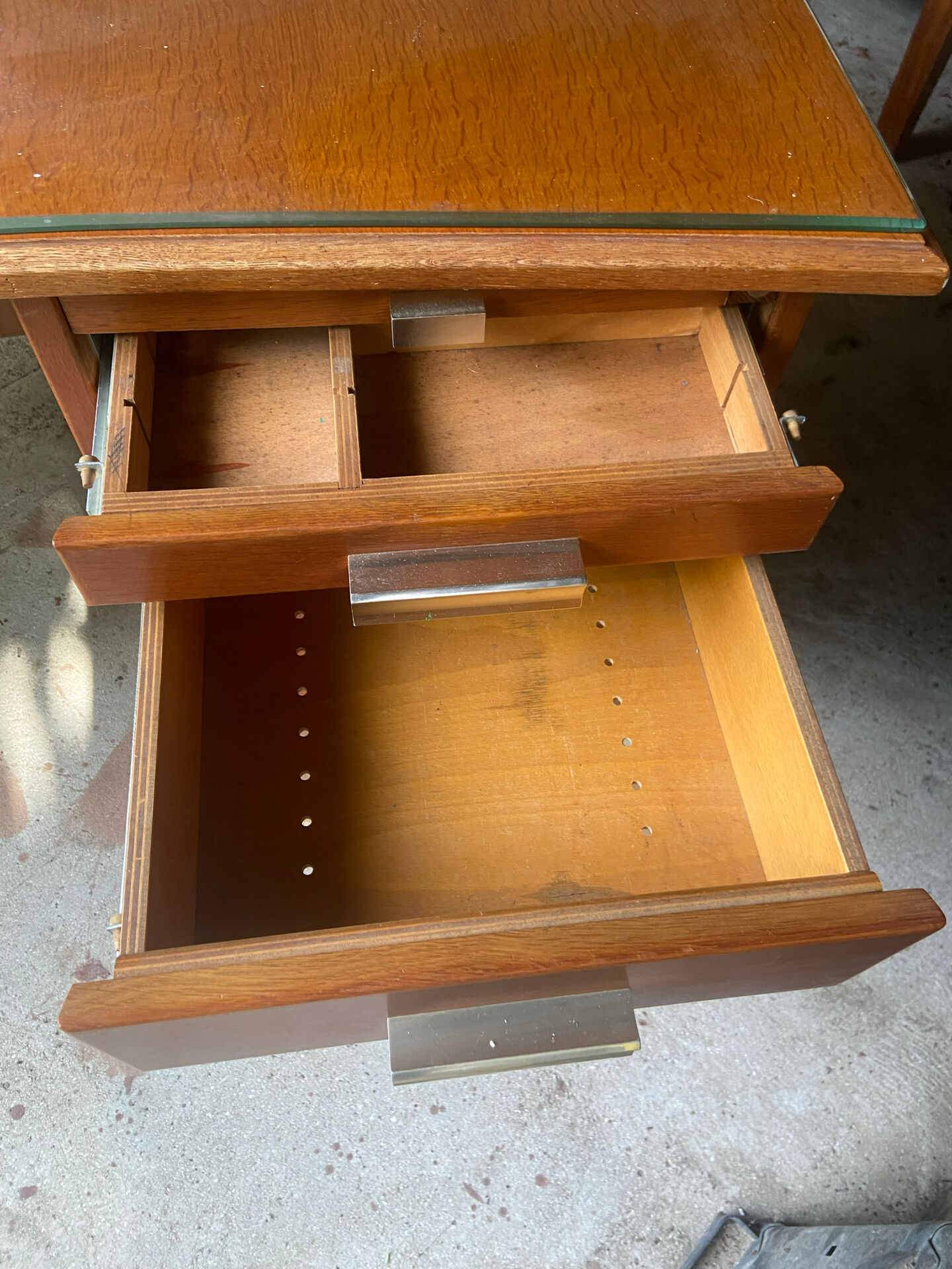 1950s executive desk with glass protection