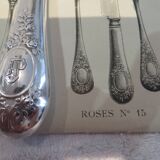11 silver plated table knives, Ercuis goldsmith, Louis XVI roses model