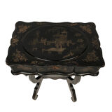 Worker Napoleon III, black lacquered wood with Asian decoration painted gold