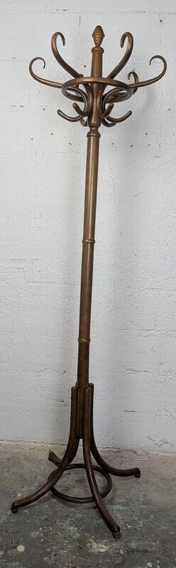 Curved wooden parrot coat rack bistro