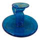 Bougeoir en verre soufflé bleu style Biot