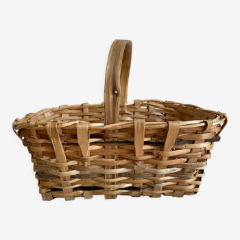 Wicker and wood basket