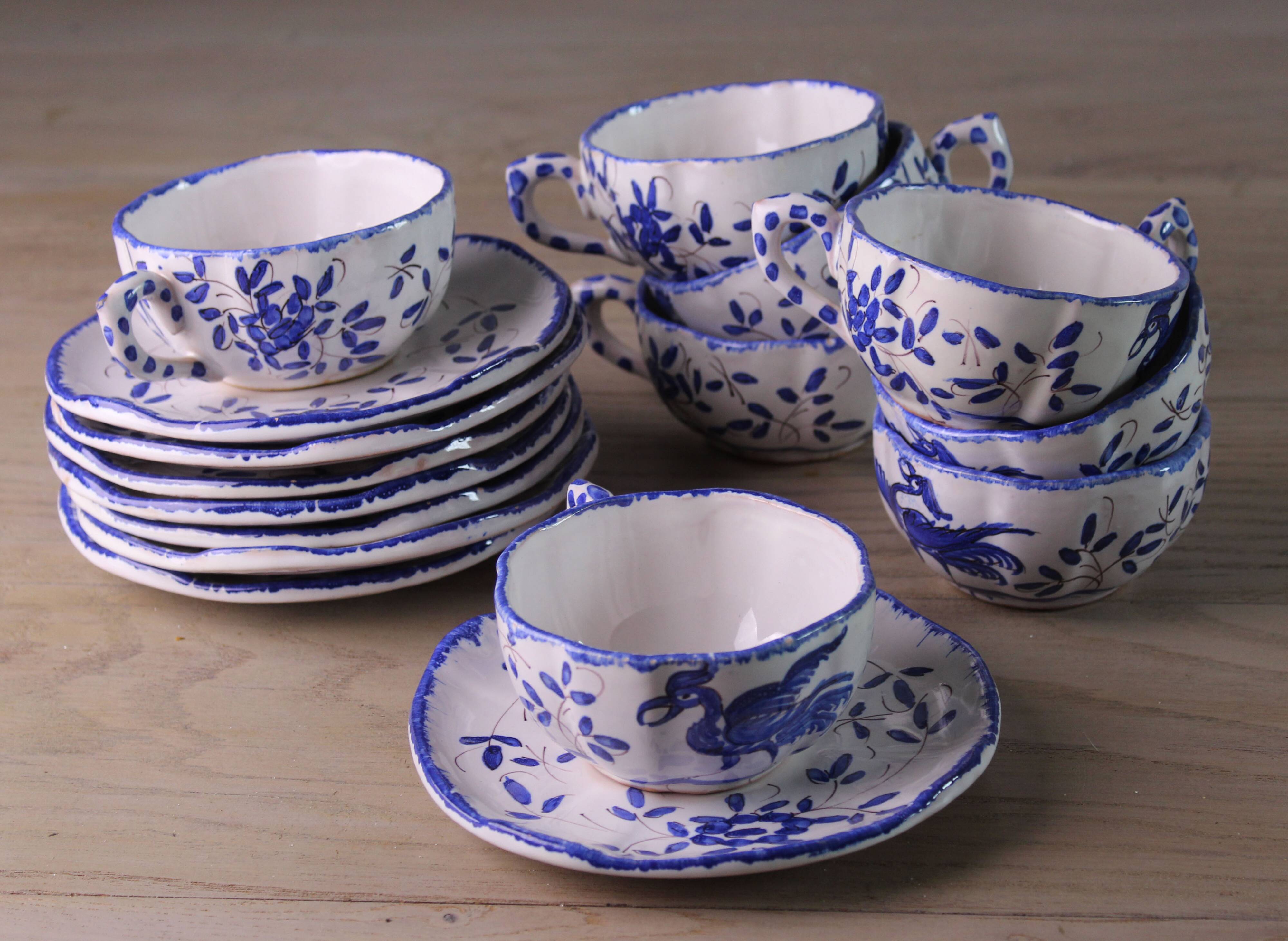Set of 8 Moustiers cups, tea or coffee (1950s/60s)