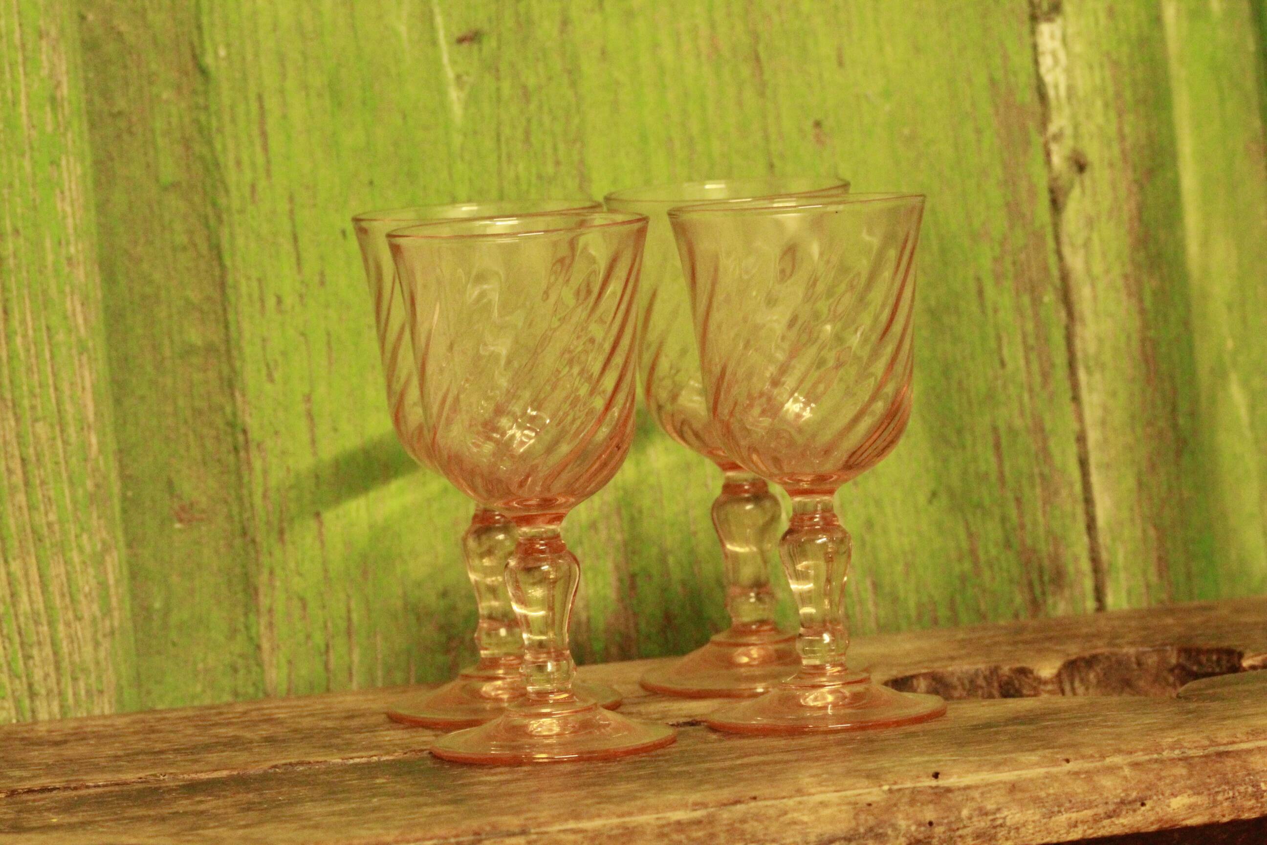 Set of vintage pink glasses