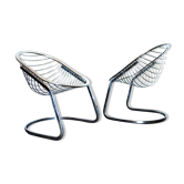 Pair of egg armchairs, 70s