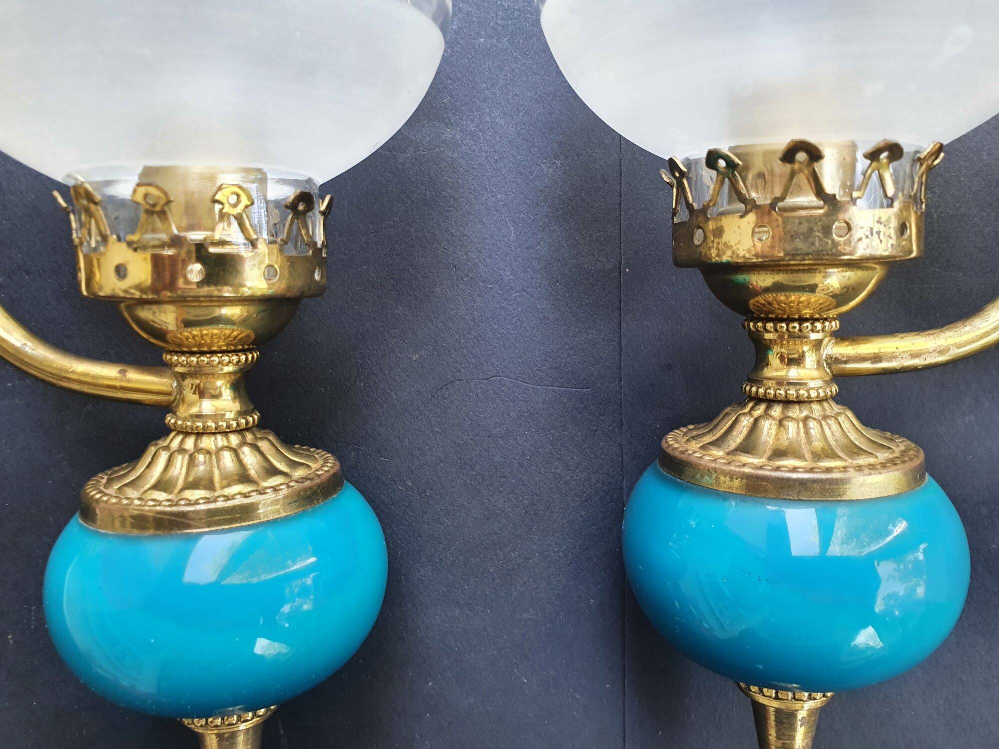 Pair of antique gold wall sconces