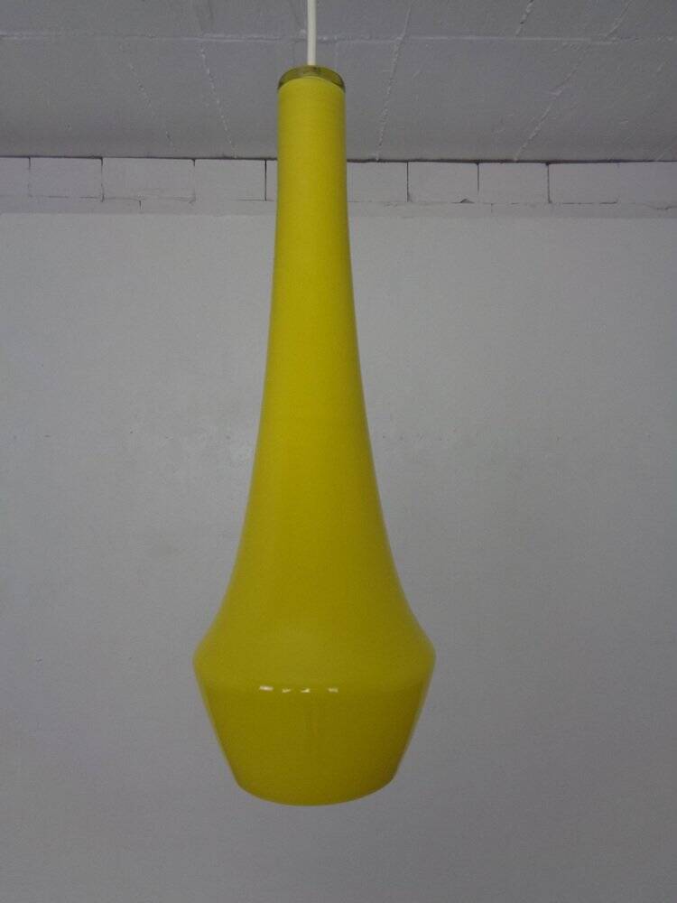 Yellow Teardrop Glass Ceiling Lamp from Holmegaard, Denmark, 1960s