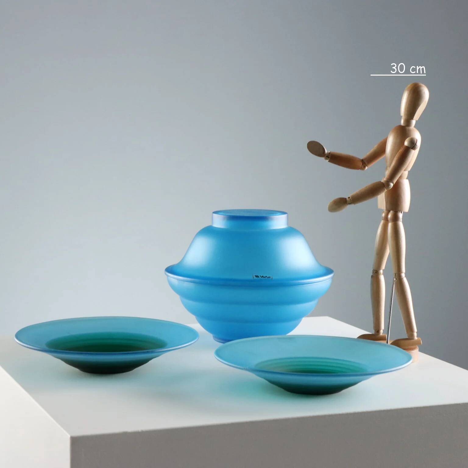 Vintage bowl and saucers VeArt in Murano glass, Italy, 1970s.