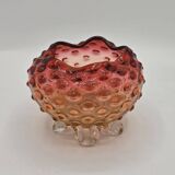 Bowl - glass pocket bowl with bubble decoration - Czechoslovakia, circa 19