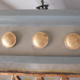 Large octagonal ceiling art deco wood and 1940s bubbled glass