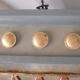 Large octagonal ceiling art deco wood and 1940s bubbled glass