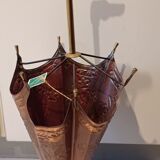 Old copper umbrella holder vintage handle dog head