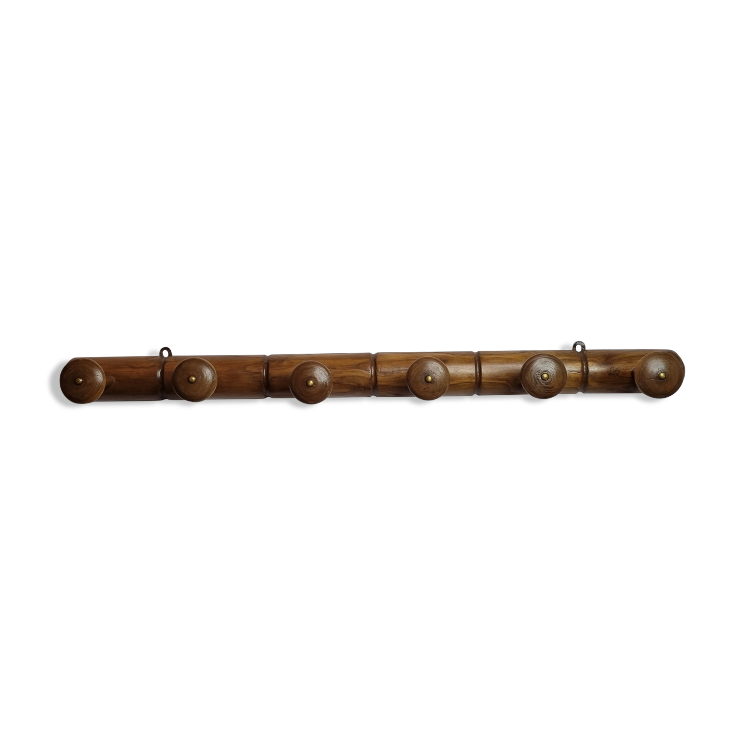 Wooden wall coat rack turned in imitation of bamboo, 6 hooks, 84 cm