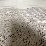 White cotton crochet bedspread with squares