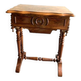 Table d'appoint, travailleuse en noyer d'époque Louis Philippe milieu XIXème