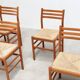 Set of six walnut and rattan dining chairs