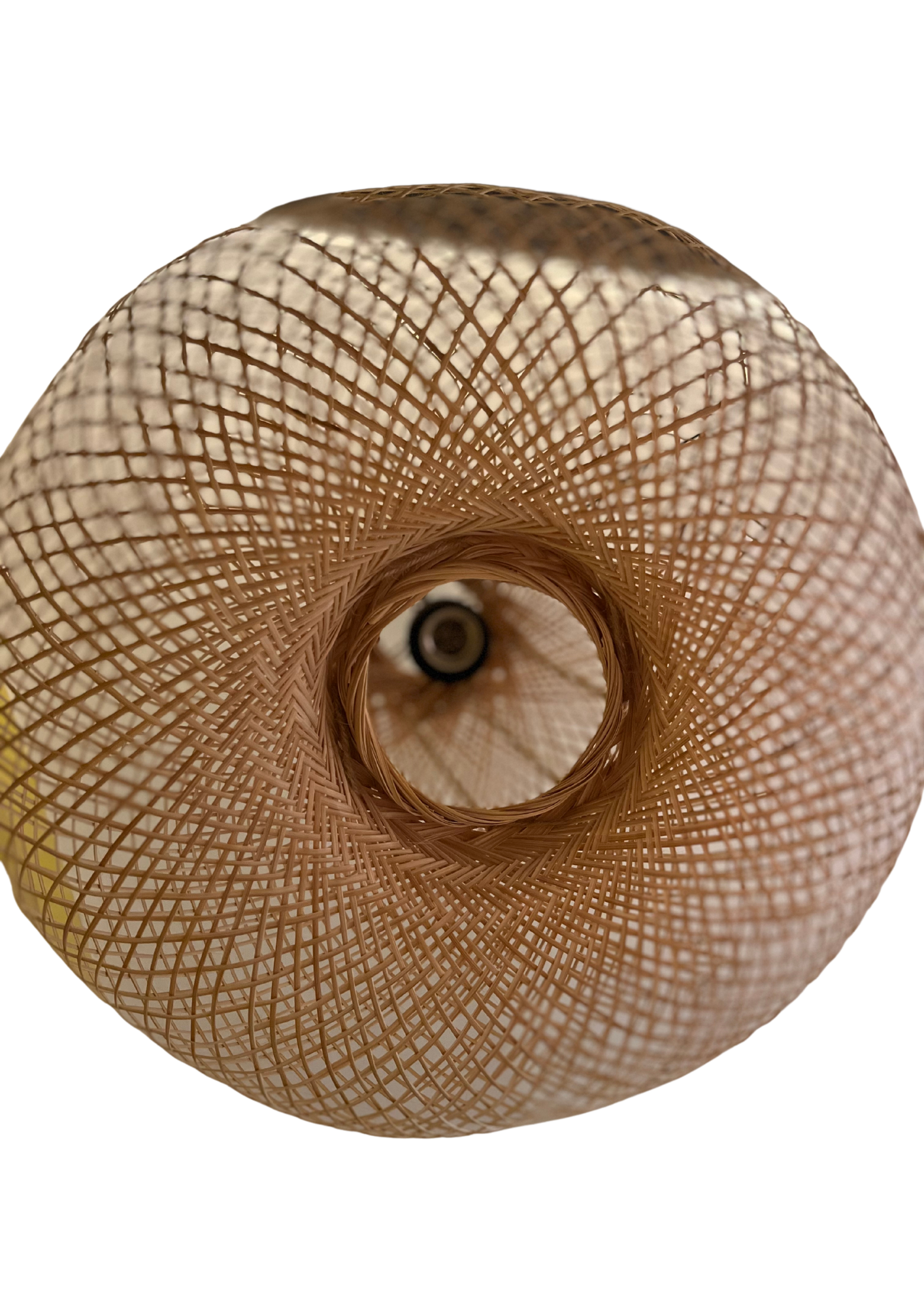 Woven bamboo light fixture