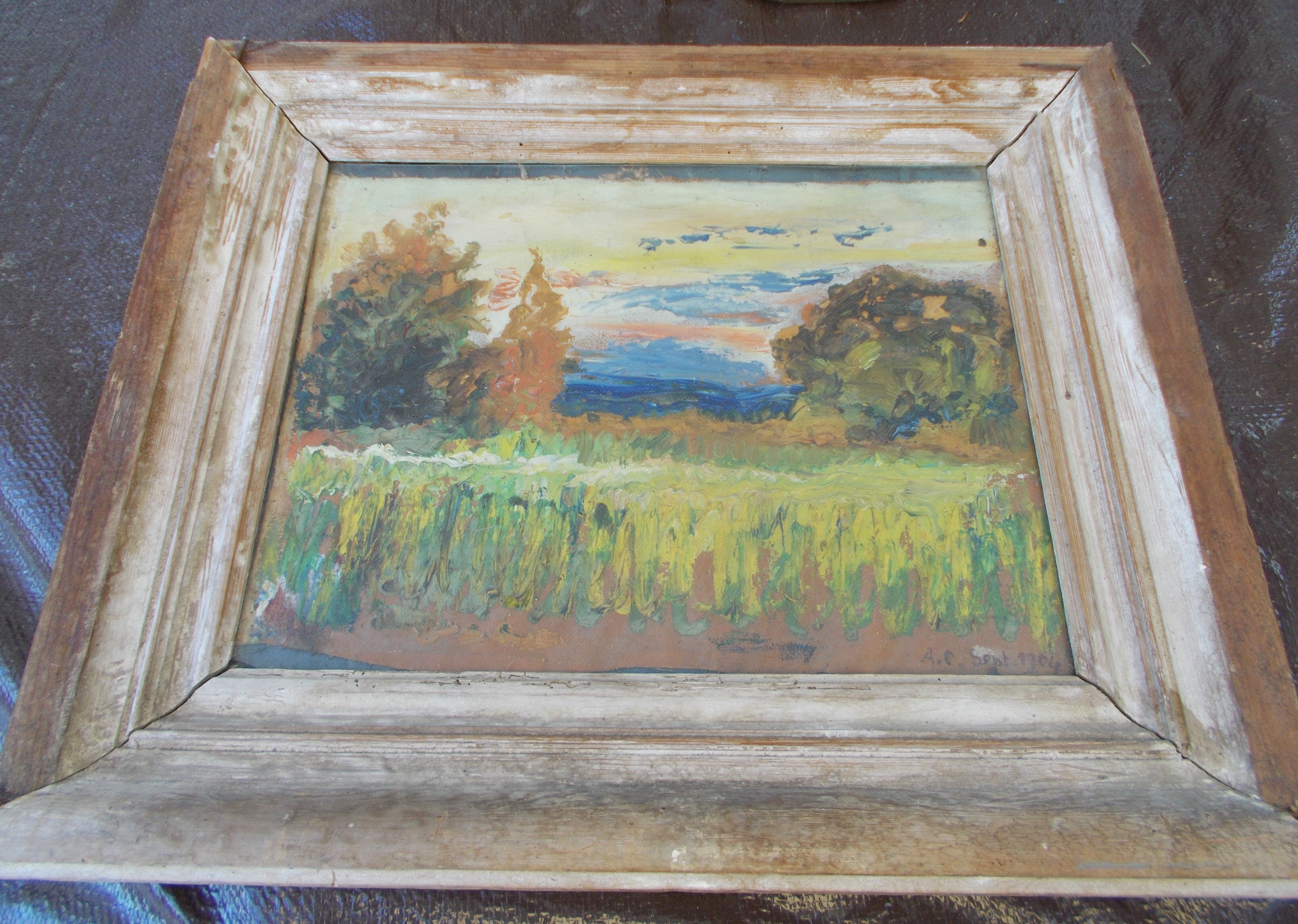Tableau huile sur toile daté 1904
