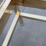 Table basse Guy Lefevre maison Jansen, laiton doré et travertin