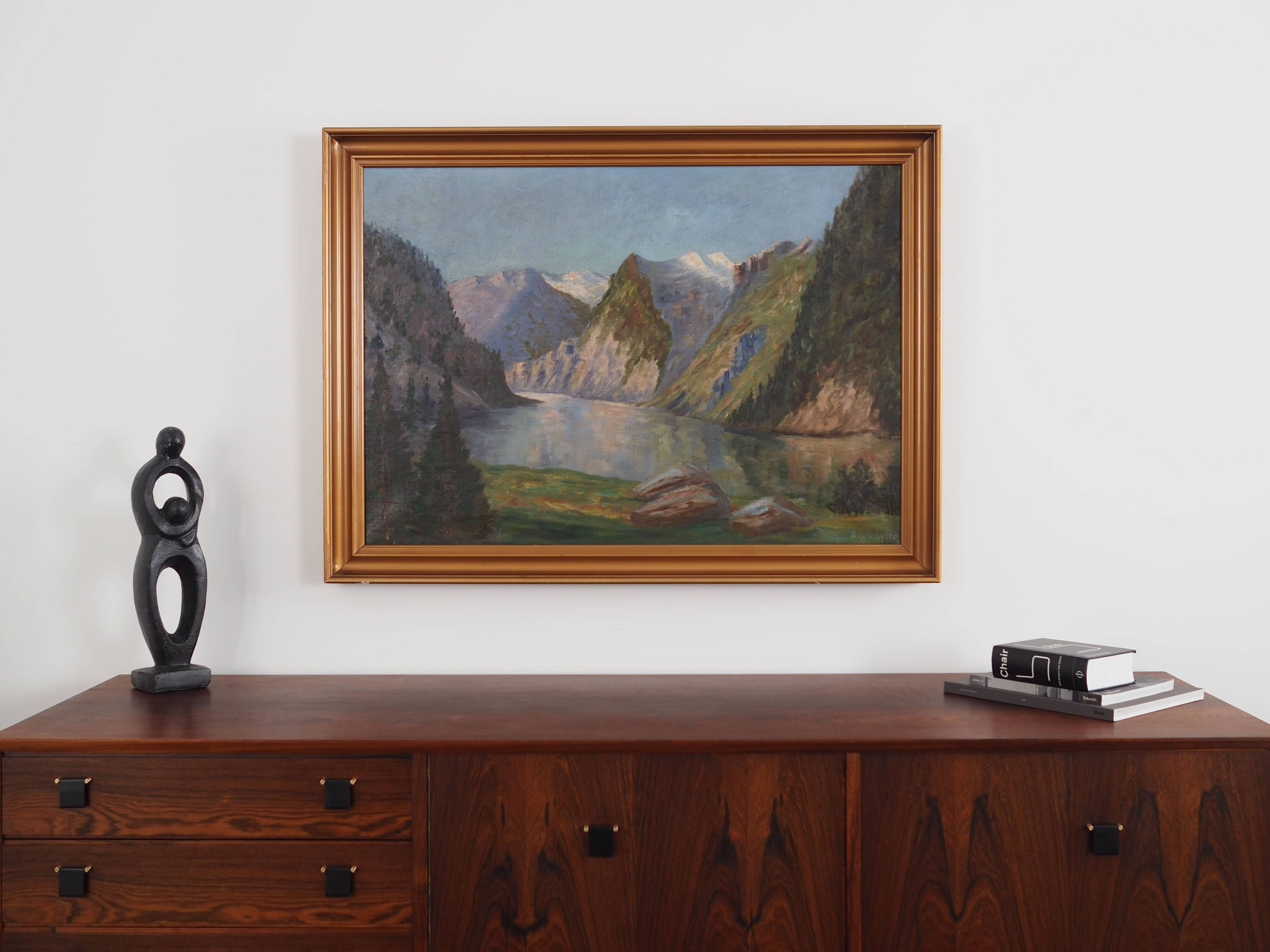Painting "The River in the Mountains”, Scandinavian design, 1970s