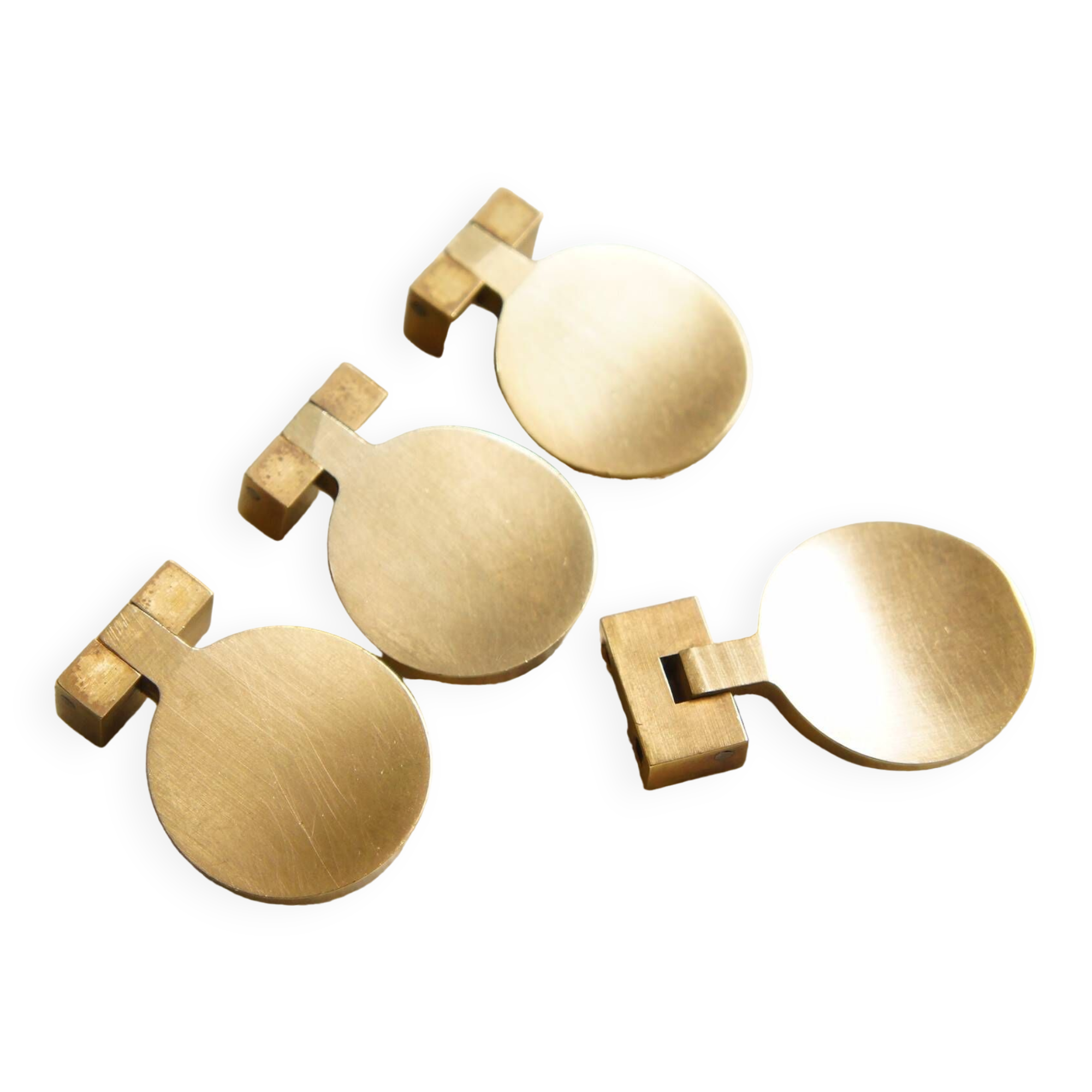 Set of 4 pendants/Scandinavian furniture knobs in solid brass