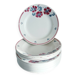 Set of 12 earthenware plates Salins, Nelly red