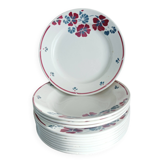 Set of 12 earthenware plates Salins, Nelly red