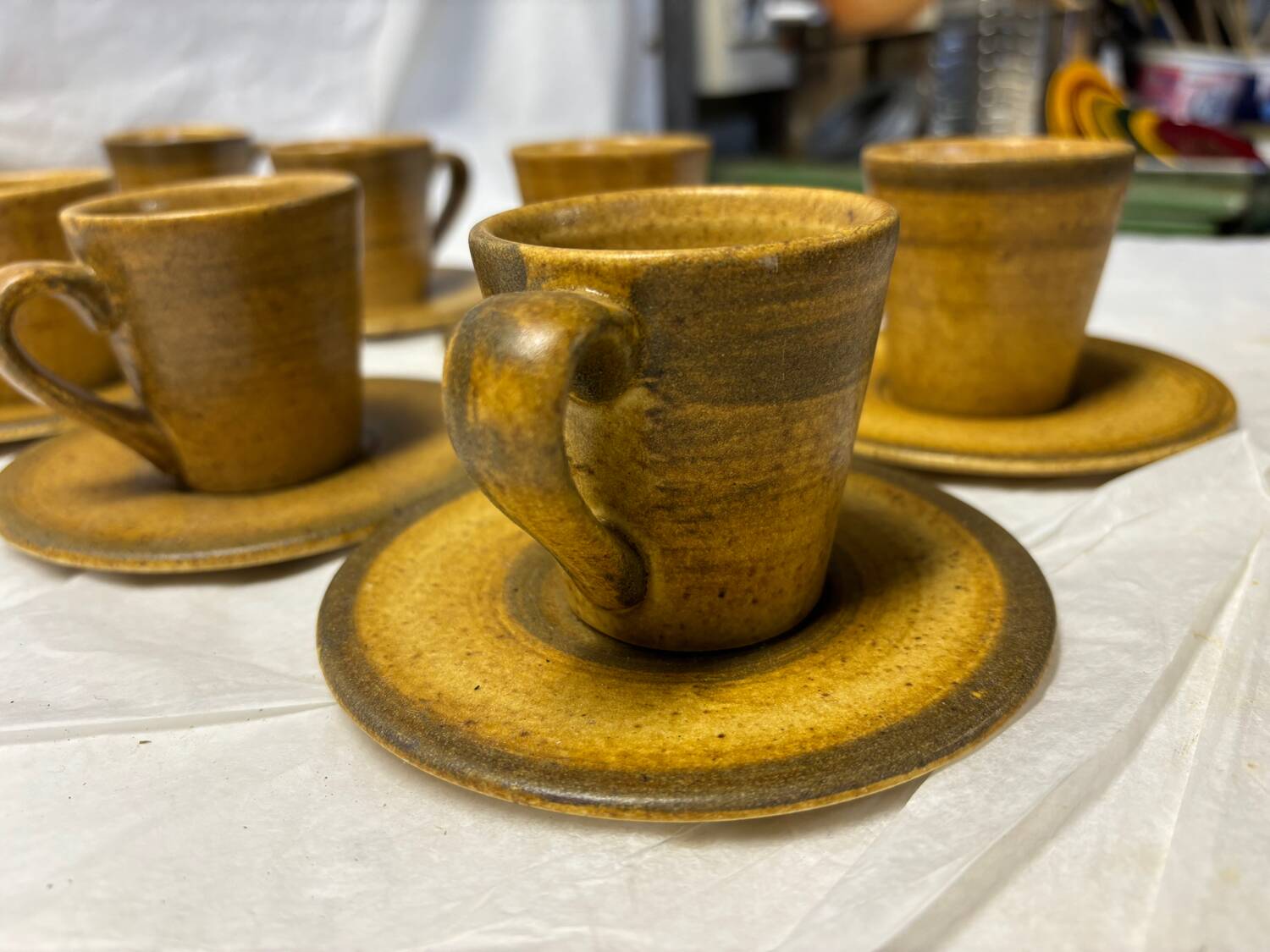 Set of 8 vintage stoneware mugs