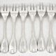Ercuis Maintenon, Shell, 12 fish forks, 24 pieces in silver-plated metal.