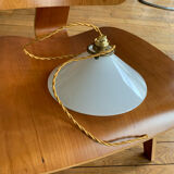 Ancienne suspension vintage en opaline blanche