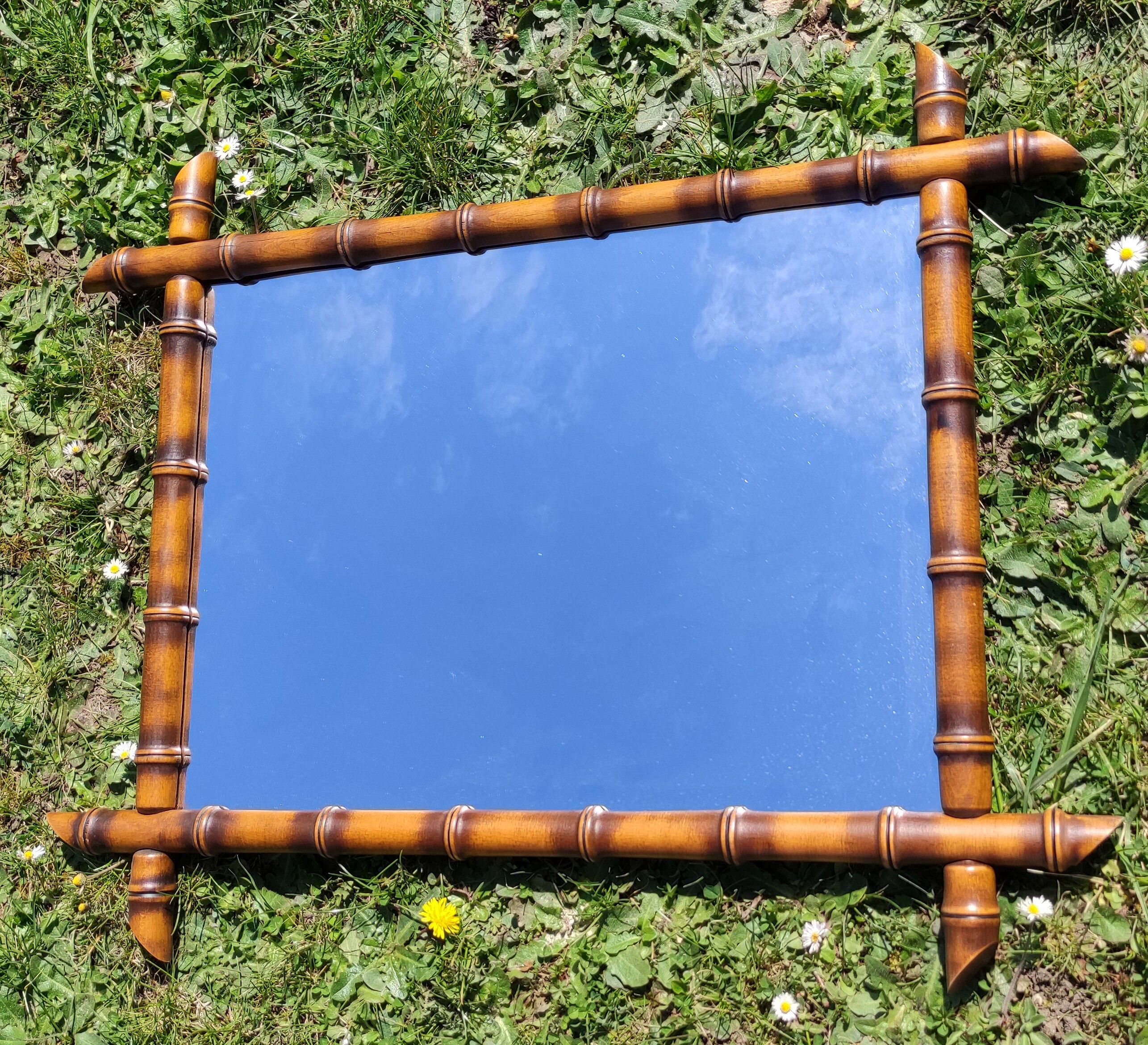 Large antique wooden mirror