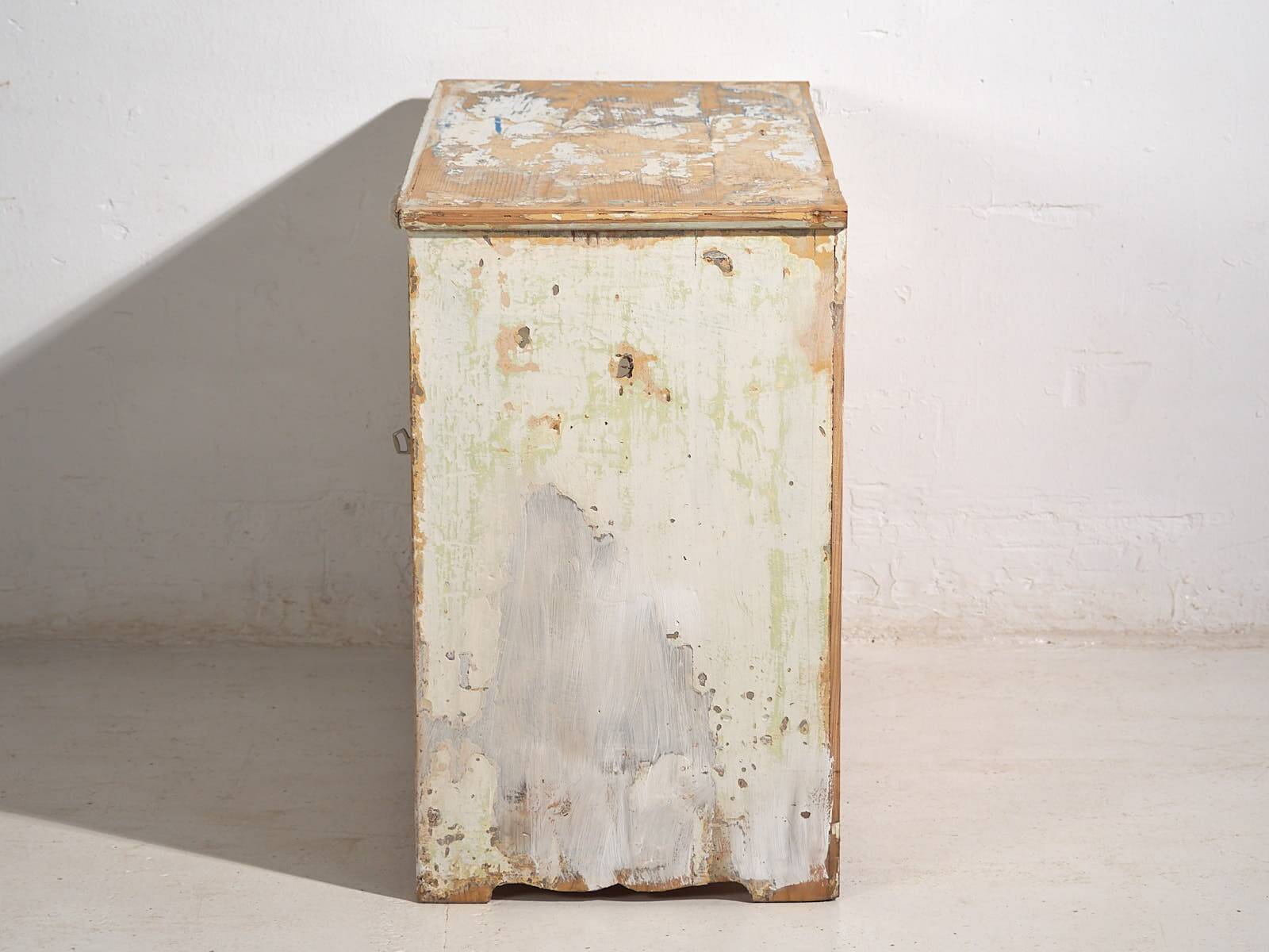 Antique low cabinet with white patina (c.1920) #42