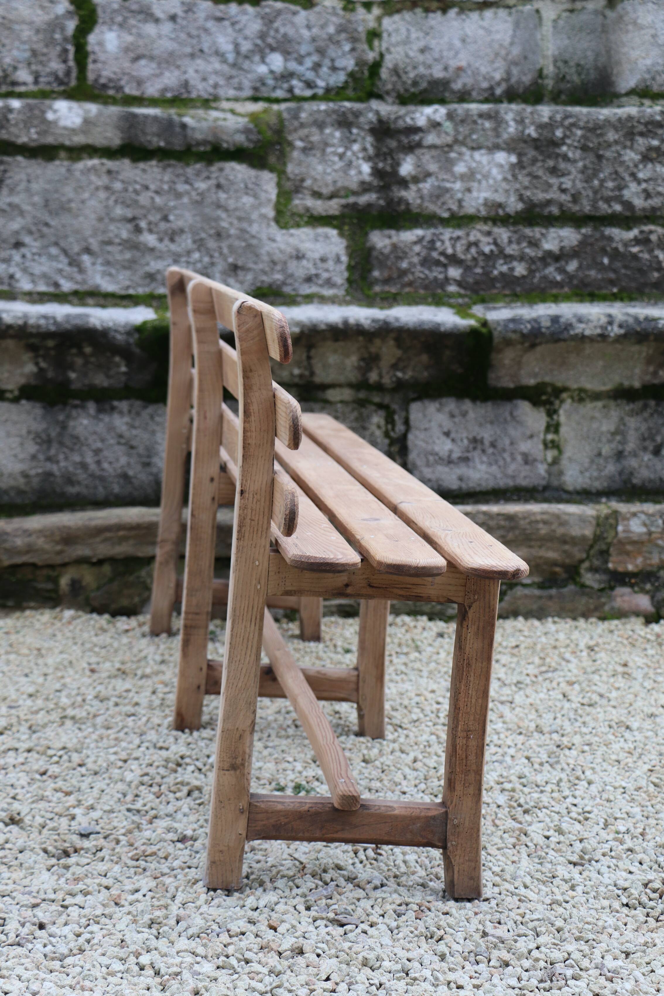Large bench with solid wood backrest, 1930 Brittany