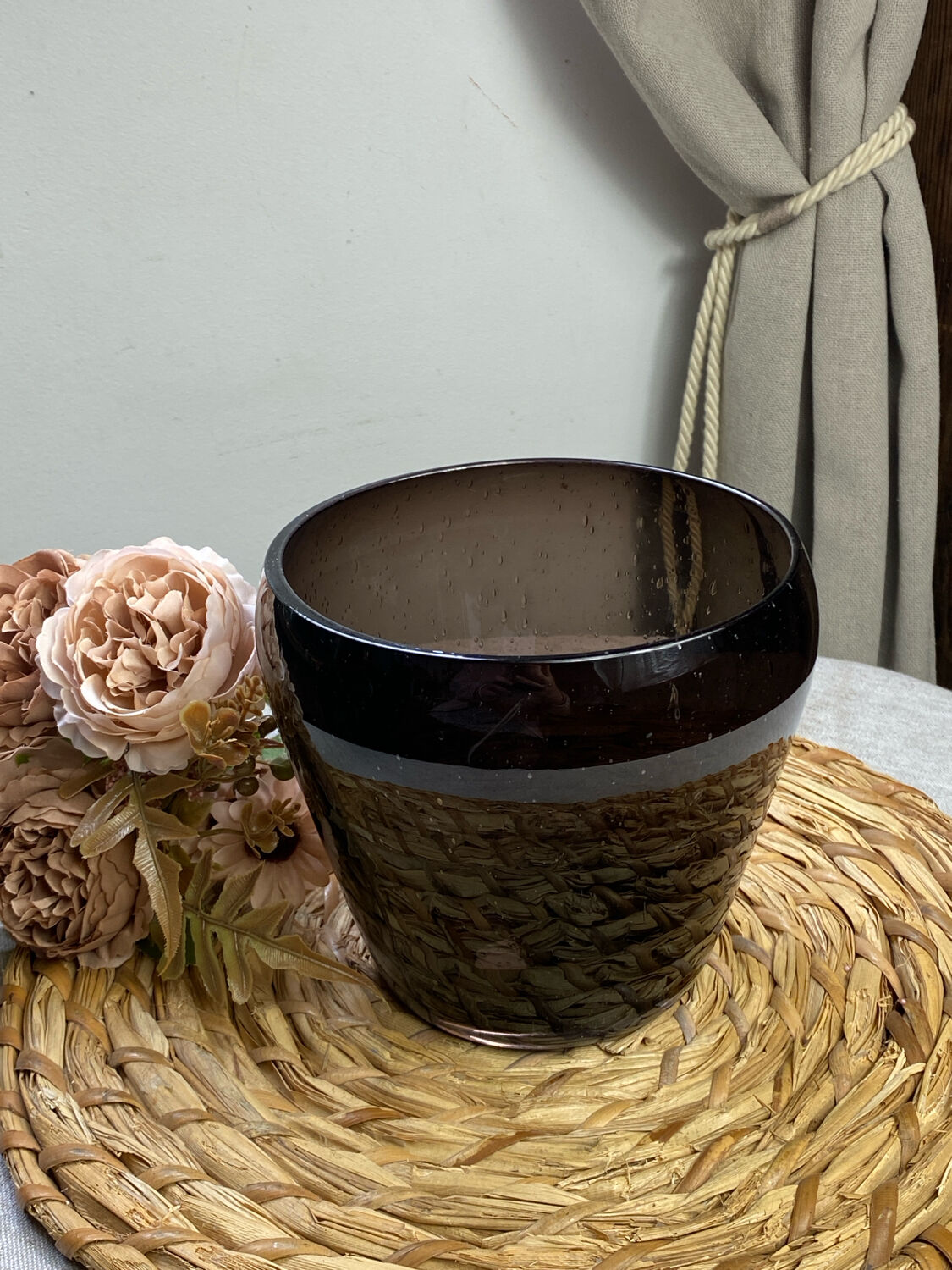 Blown bubble glass vase