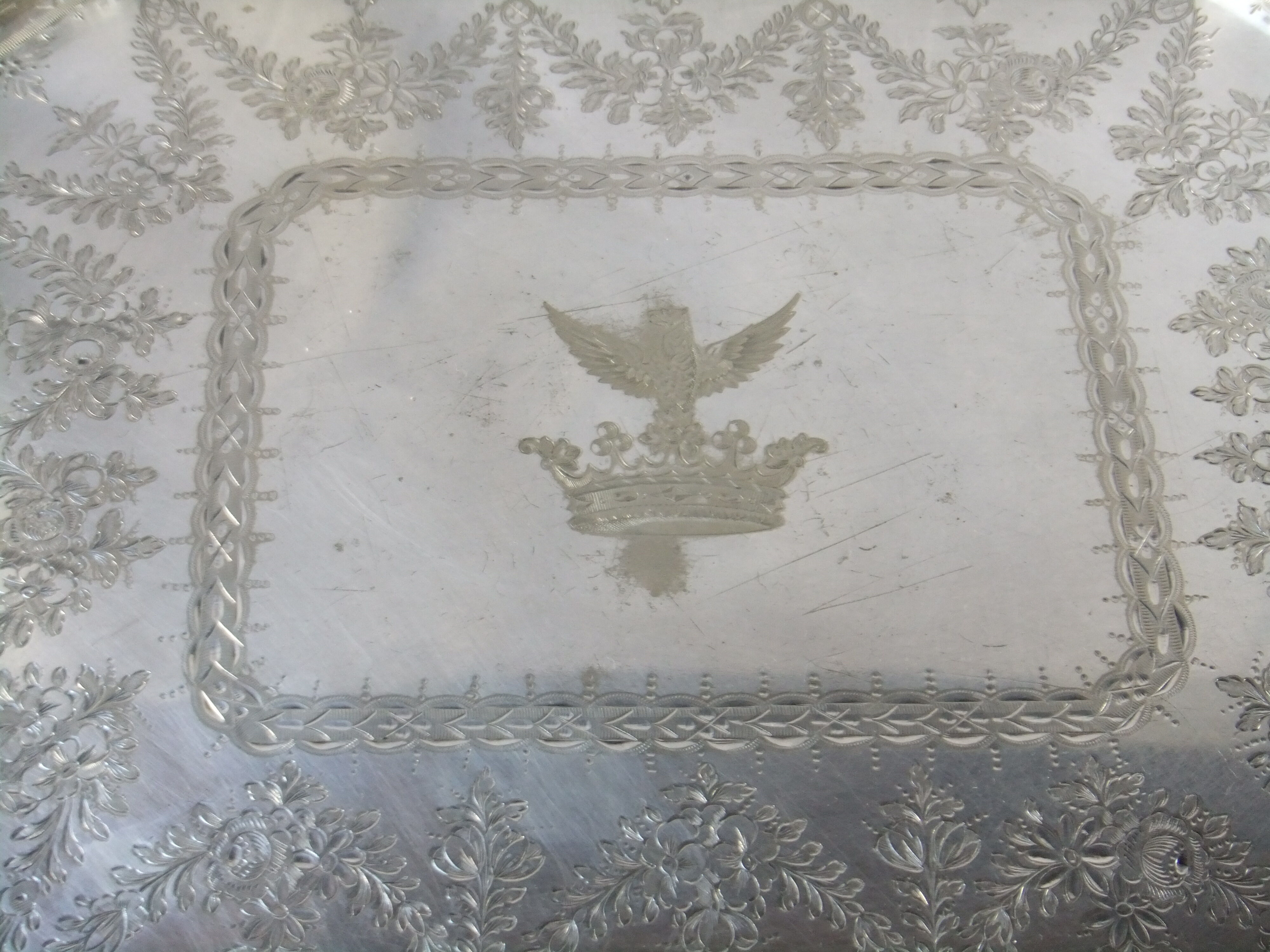 Serving tray punch goldsmith Martin Hall - Co silver metal eagle crown