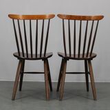 Pair of Drevounia solid beech and plywood veneer chairs, Czechoslovakia, 1970s