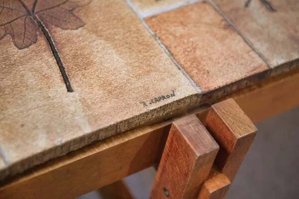 Coffee table in beech and ceramic by Roger Capron, 1960s