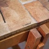 Coffee table in beech and ceramic by Roger Capron, 1960s